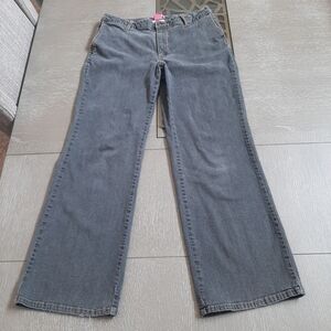 Woman Within Gray Straight Leg Jeans